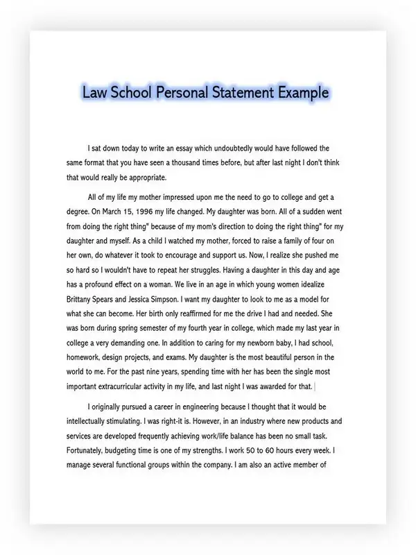 Personal Statement for Law School 03 Personal Statement for Law School 03