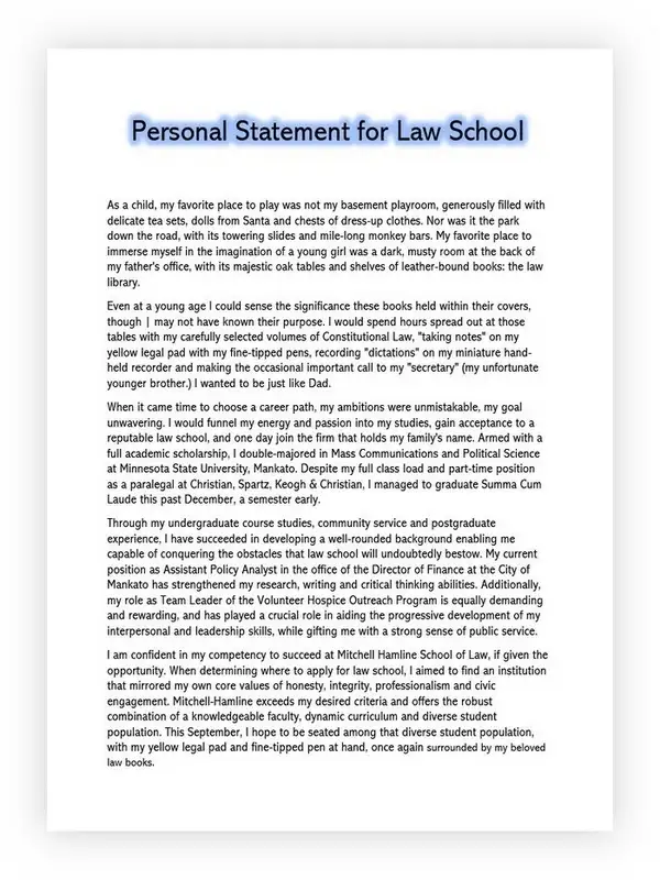 Personal Statement for Law School 04 Personal Statement for Law School 04