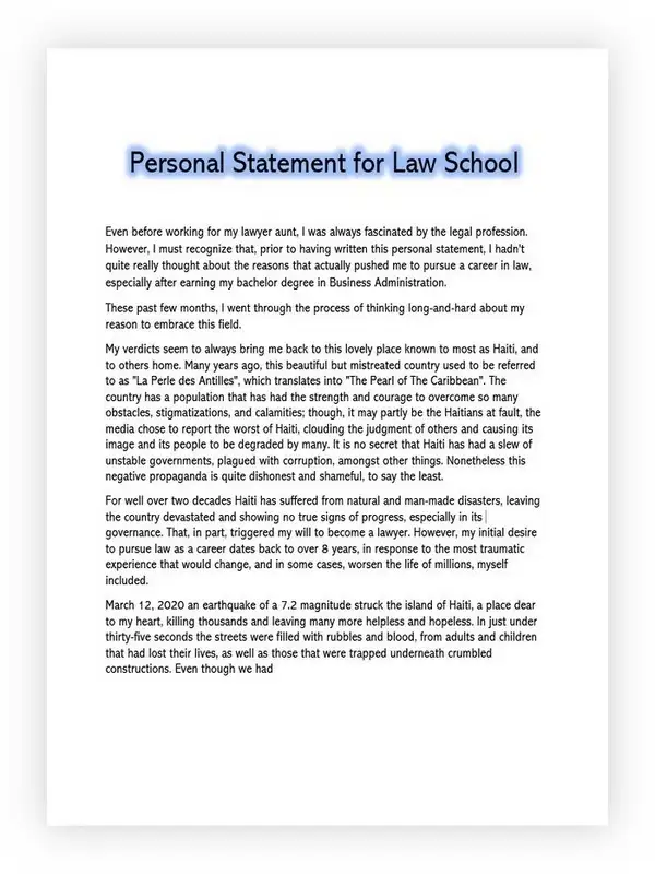 Personal Statement for Law School 05