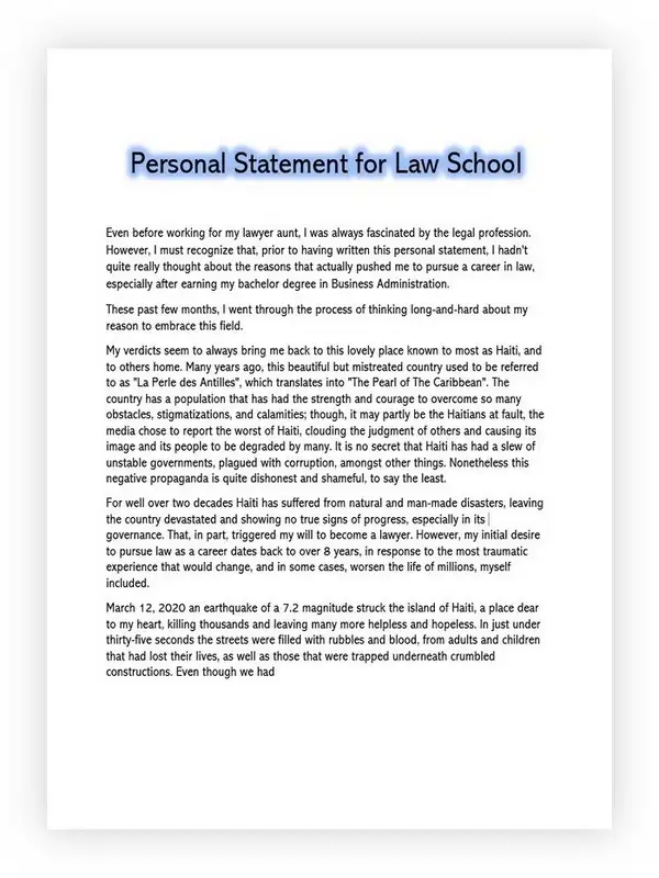 Personal Statement for Law School 05 Personal Statement for Law School 05