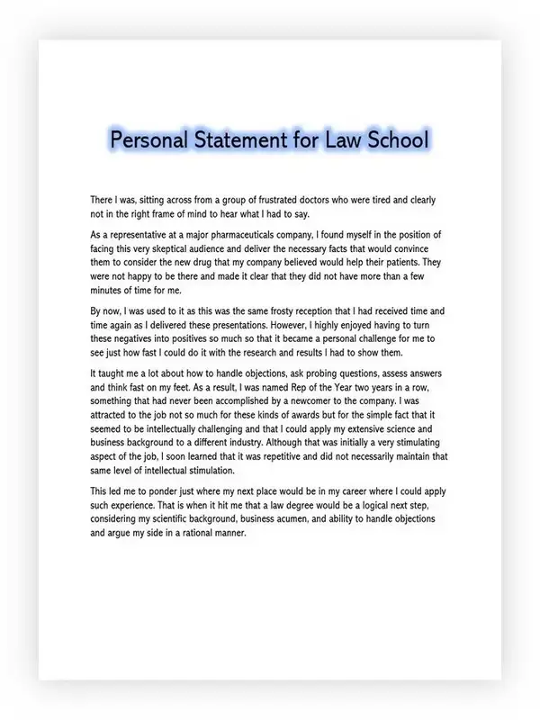 Personal Statement for Law School 06