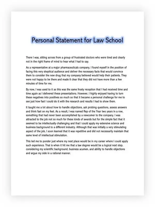 Personal Statement for Law School 06 Personal Statement for Law School 06