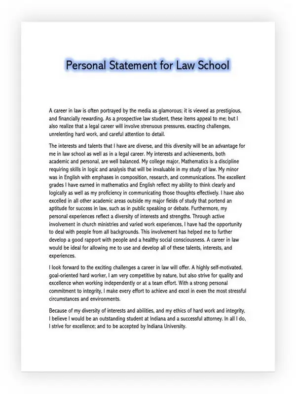 Personal Statement for Law School 07