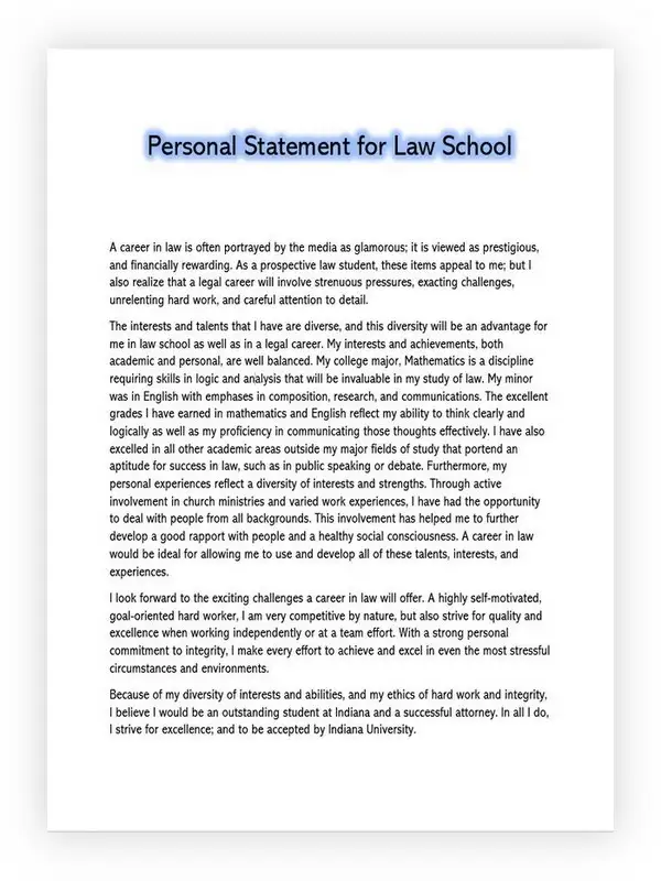 Personal Statement for Law School 07 Personal Statement for Law School 07