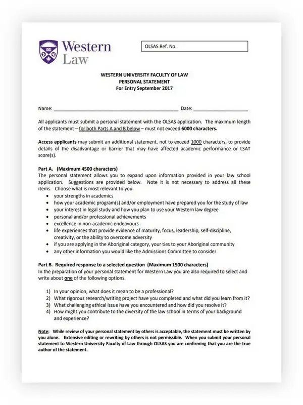 Personal Statement for Law School 08 Personal Statement for Law School 08