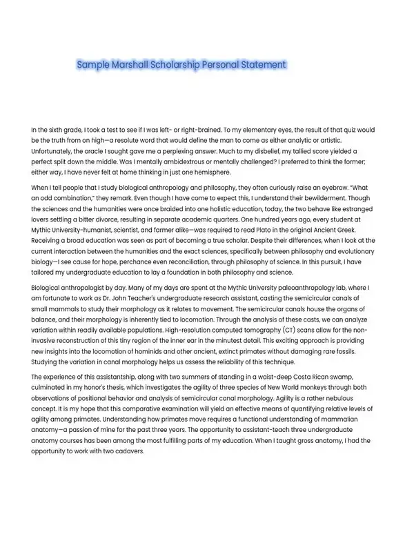 Personal Statement for Scholarship 05 Personal Statement for Scholarship 05