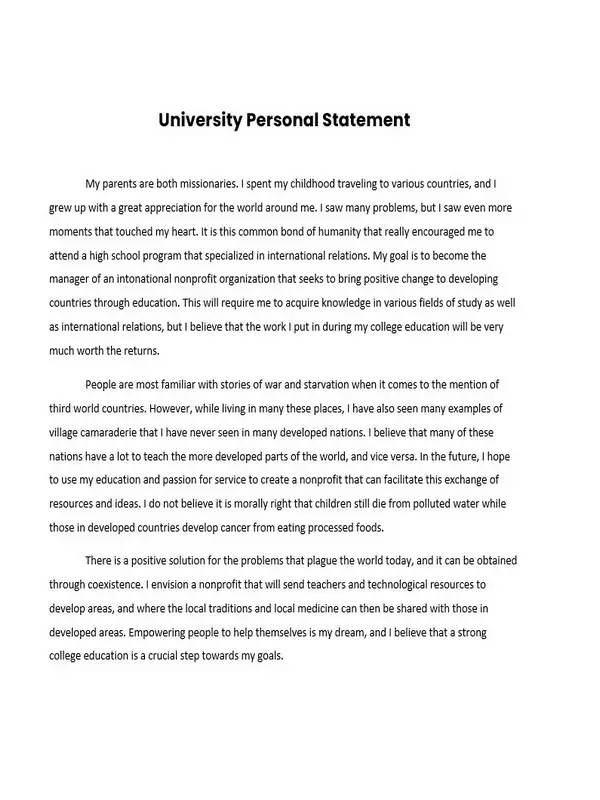University Personal Statement Template 05 University Personal Statement Template 05