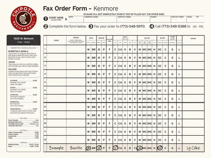 fillable chipotle menu order form printable pdf fillable chipotle menu order form printable pdf